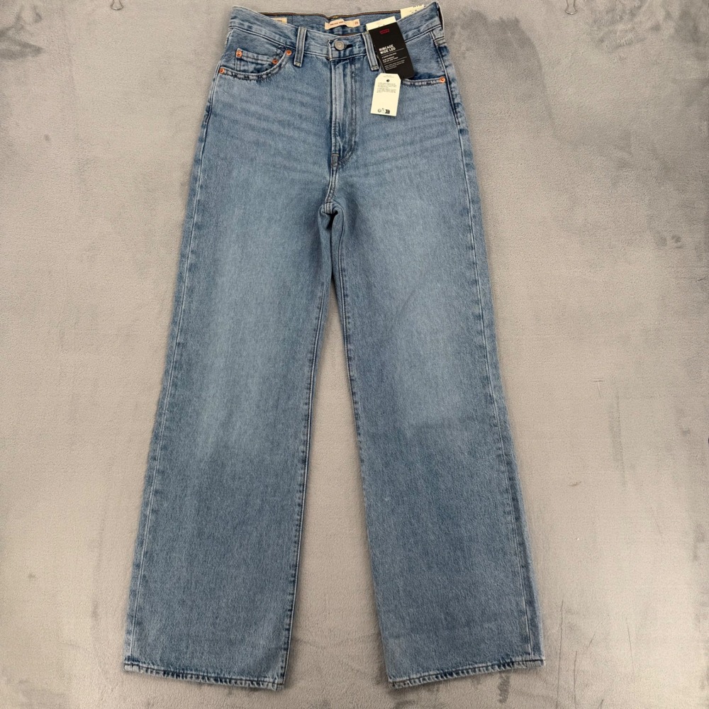 Levis Premium Ribcage Wide Leg Super High Rise Jeans Light Wash Women's 26x32 - Picture 2 of 16